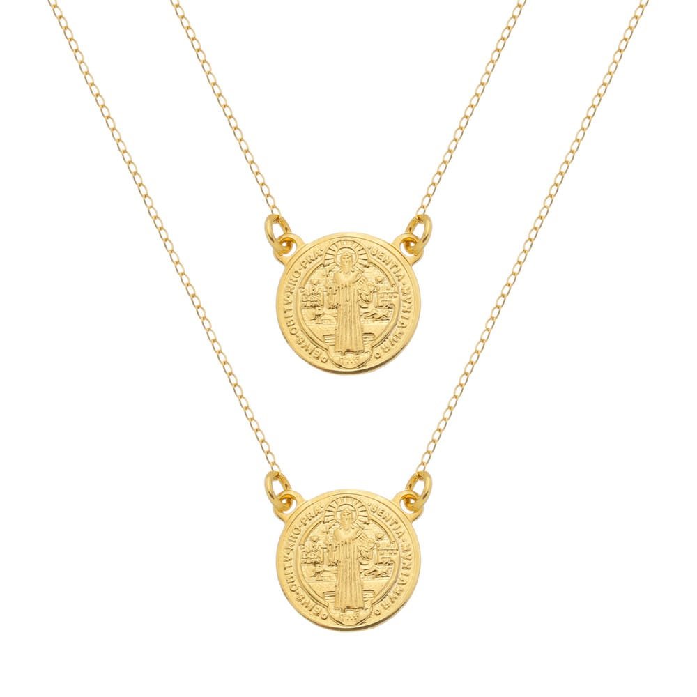 Escapulário Dourado Masculino Redondo São Jorge