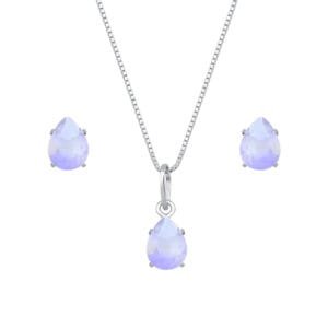 Conjunto de Gota Roxa em Zircônia Prata 925