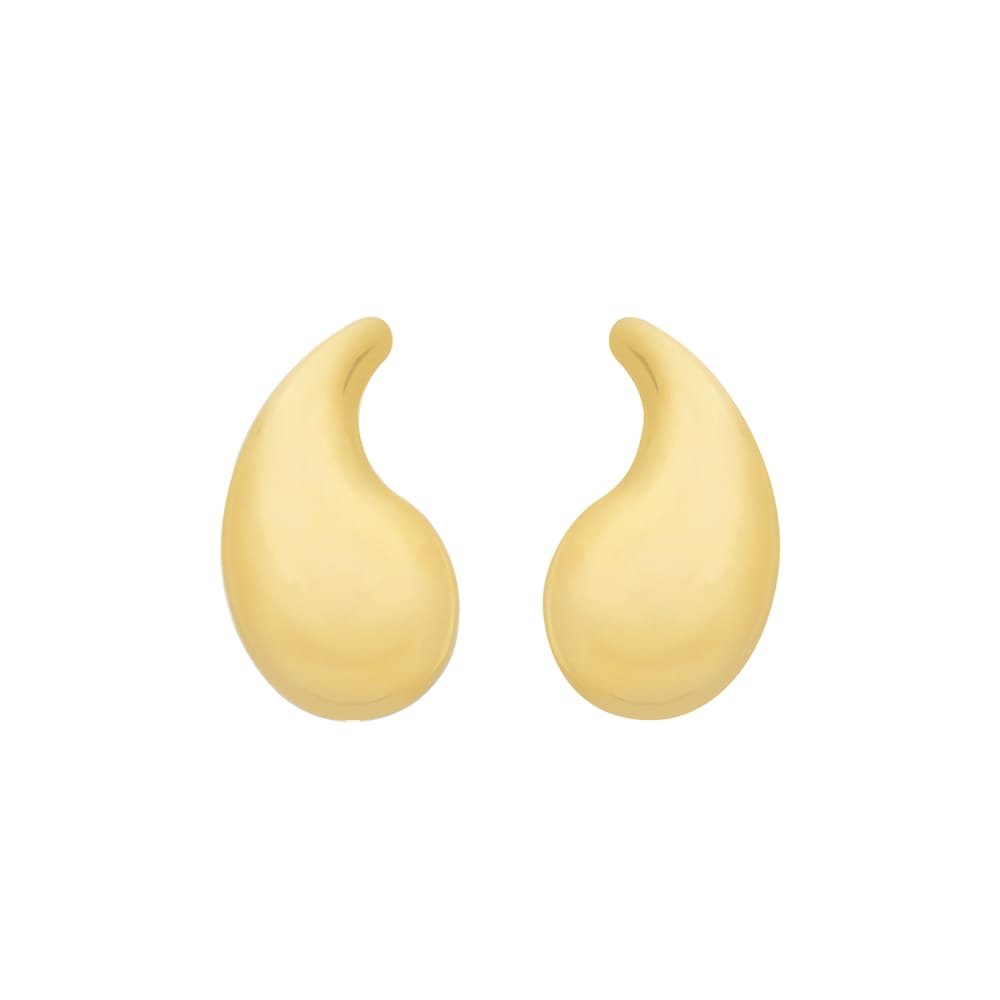 Brinco Dourado Gota Curvada Média