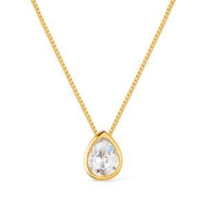 Colar Dourado de Gota em Zircônia