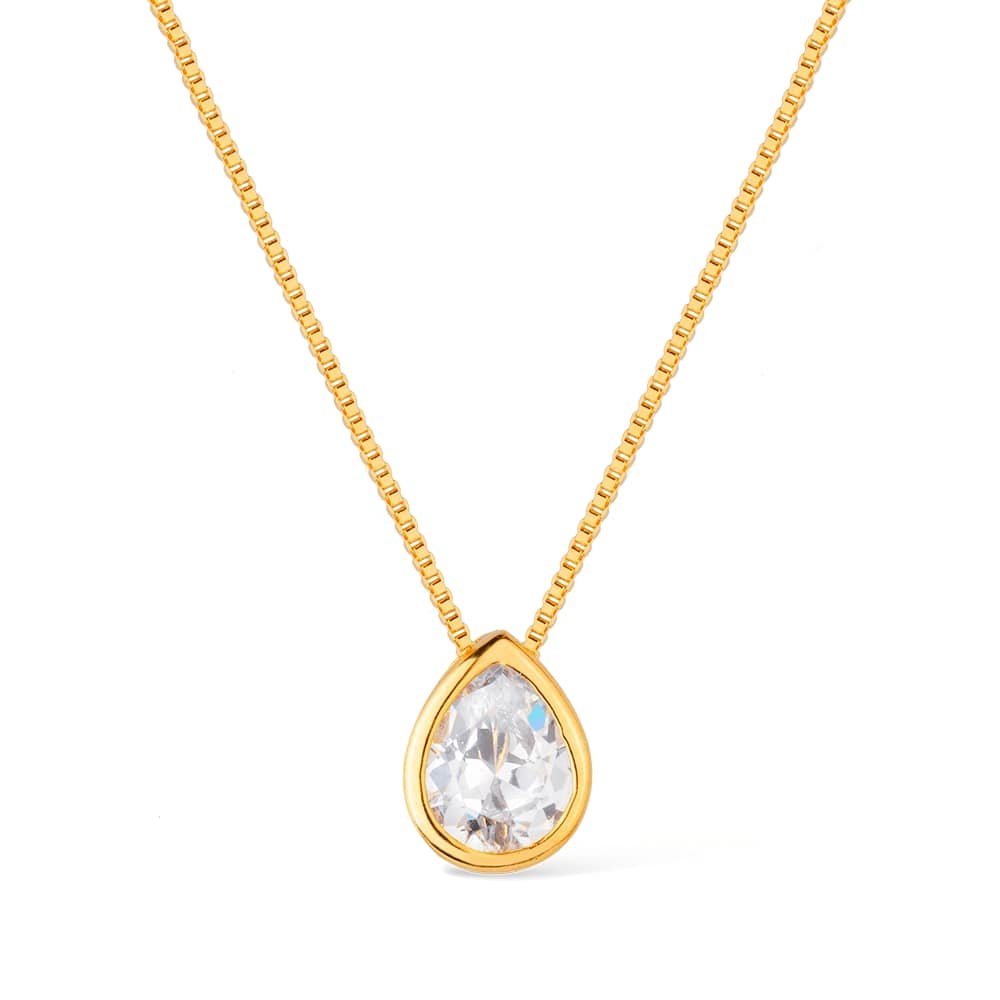 Colar Dourado de Gota em Zircônia
