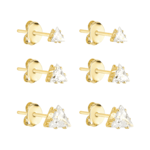 Trio Dourado de Triangulo Ponto de Luz em Zircônia