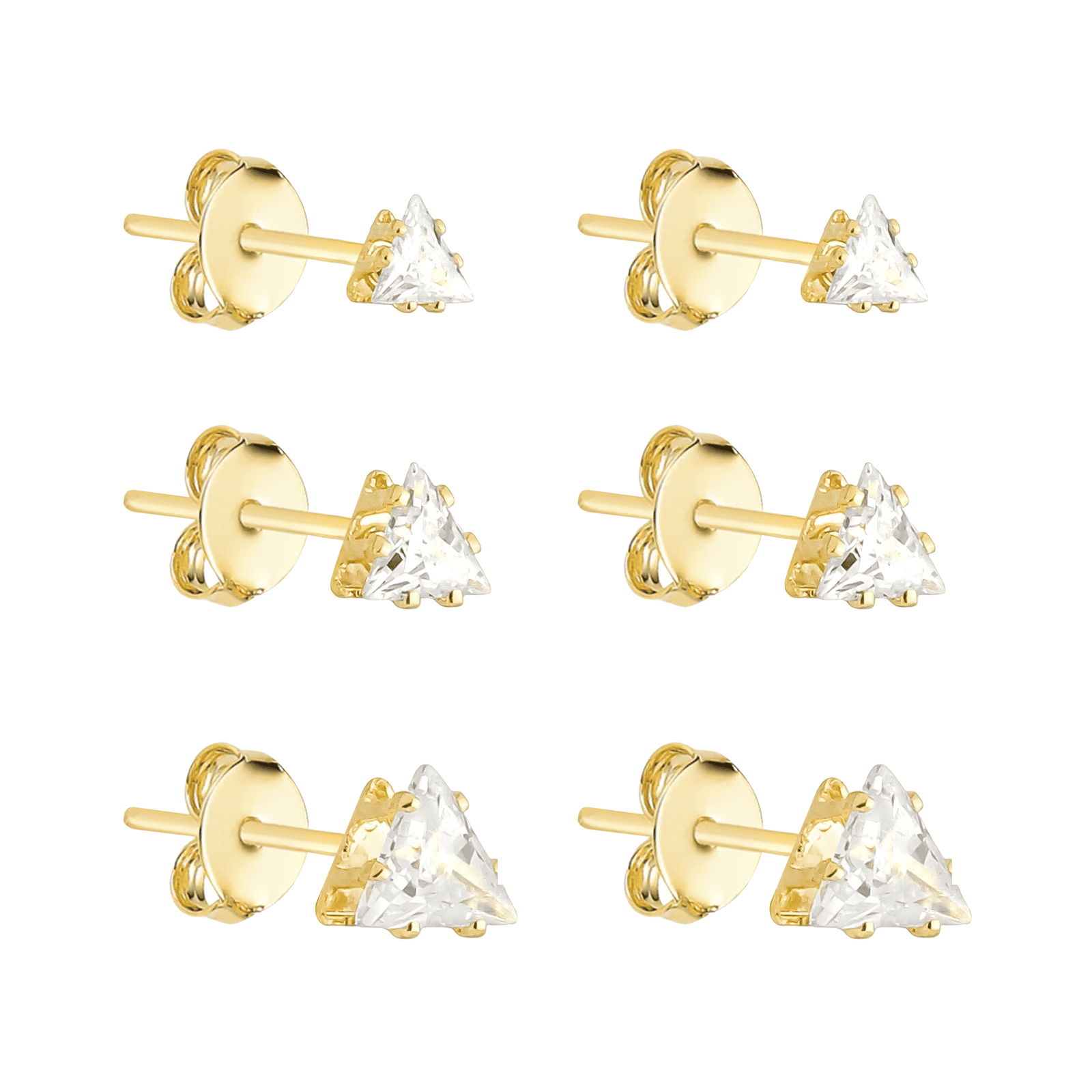Trio Dourado de Triangulo Ponto de Luz em Zircônia