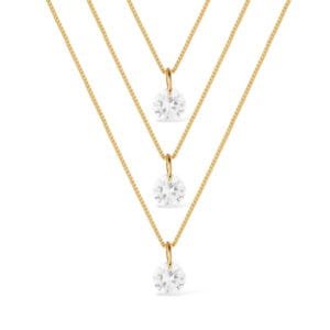 Colar Dourado Triplo 3 Pontos de Luz em Zircônia