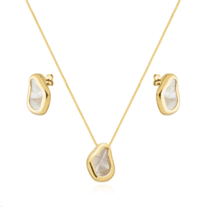 Conjunto Dourado Formato Orgânico Madrepérola