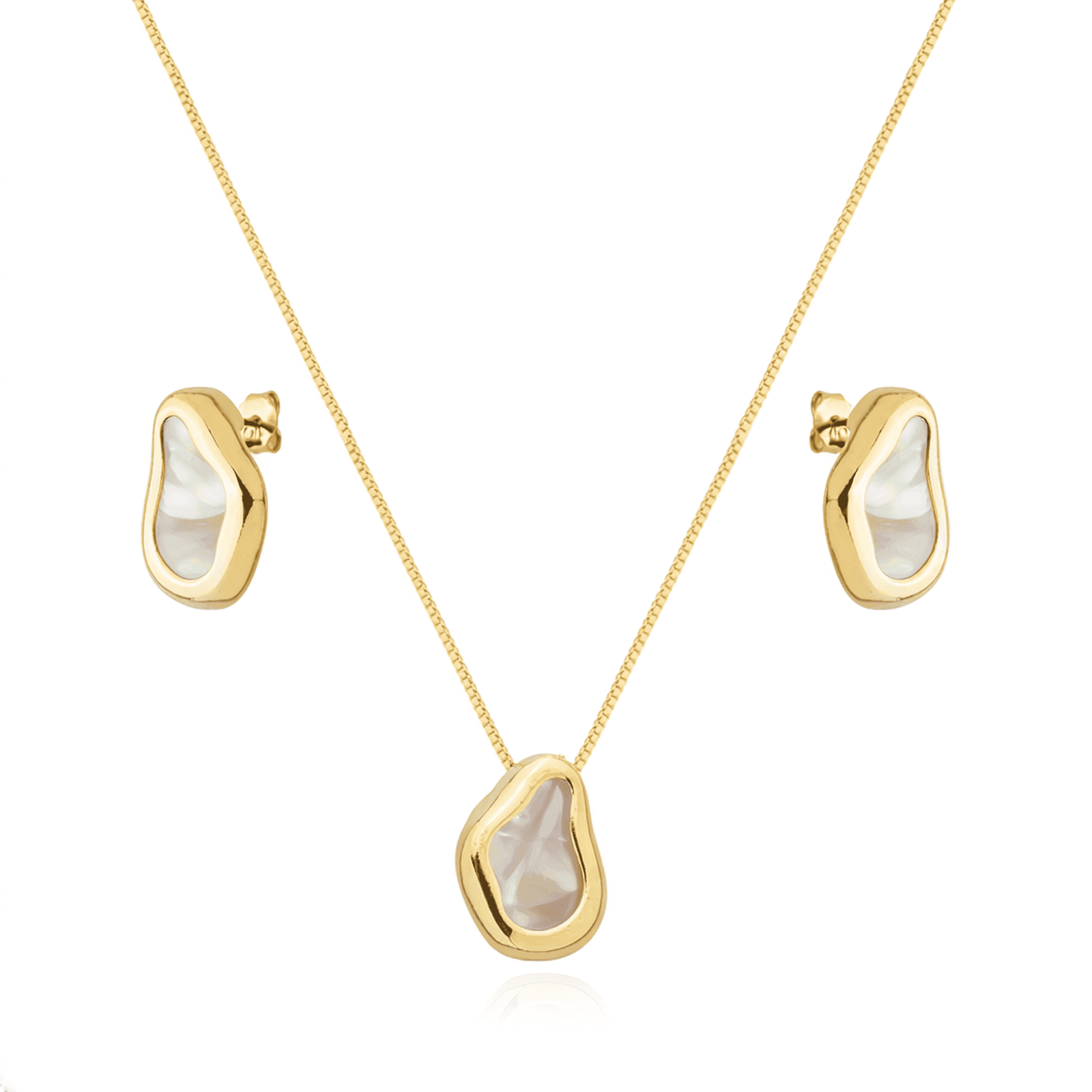 Conjunto Dourado Formato Orgânico Madrepérola