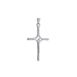 Pingente Prateado Crucifixo Minimalista