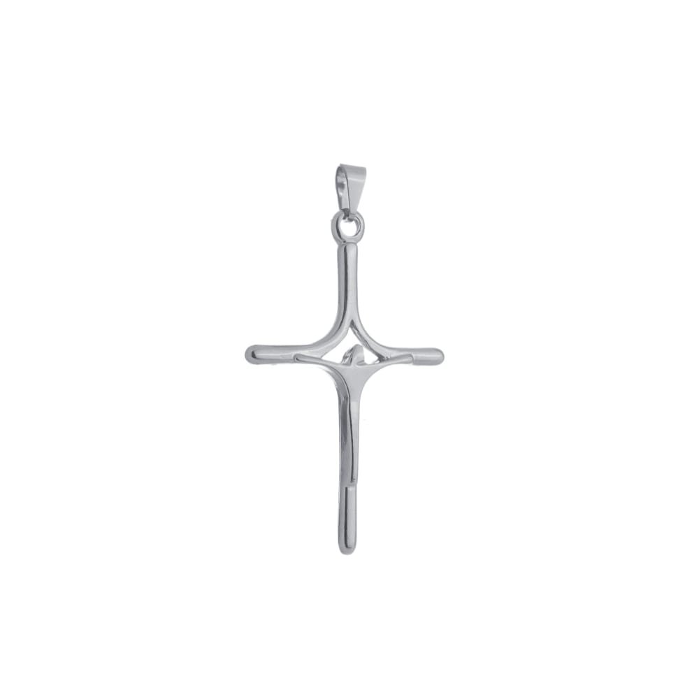 Pingente Prateado Crucifixo Minimalista