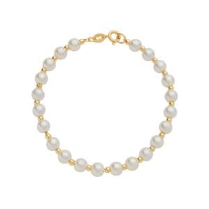 Pulseira Dourada de Pérolas e Bolinhas