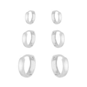 Trio de Argolas Lisas em Prata 925