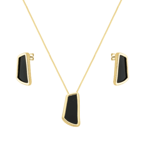 Conjunto Dourado Estilo Orgânico Preto