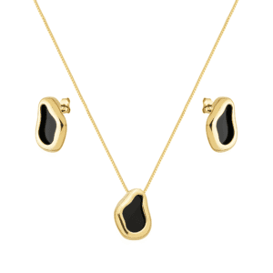 Conjunto Dourado Formato Orgânico Preto