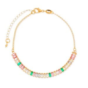 Pulseira Dourada de Pedras Coloridas