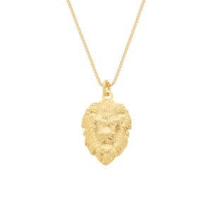 Colar Dourado Pingente Leão