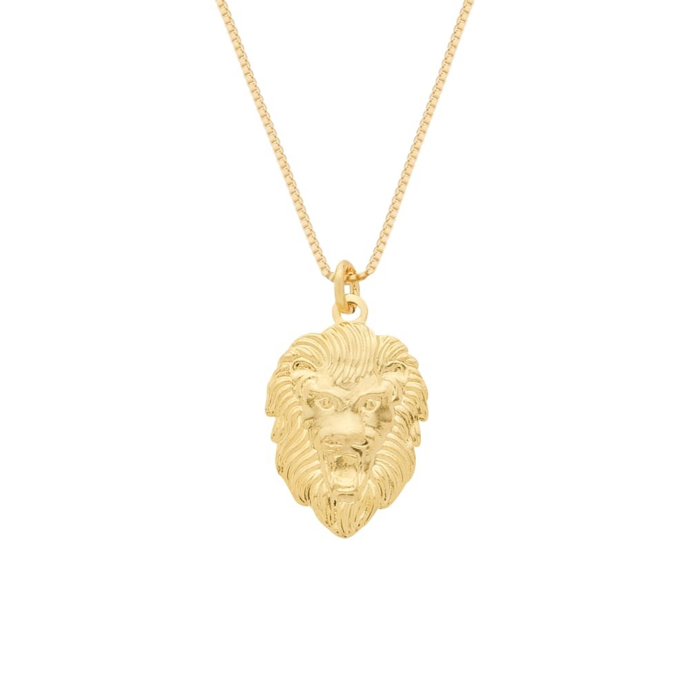 Colar Dourado Pingente Leão