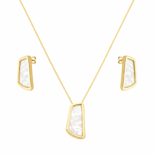 Conjunto Dourado Estilo Orgânico Madrepérola